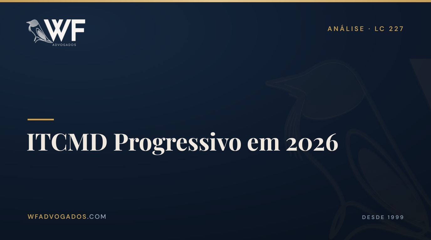 Capa do artigo 'ITCMD Progressivo em 2026' — WF Advogados.
