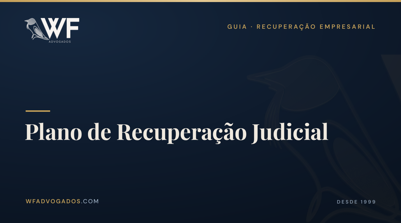 Capa do artigo 'Plano de recuperação judicial' — WF Advogados.